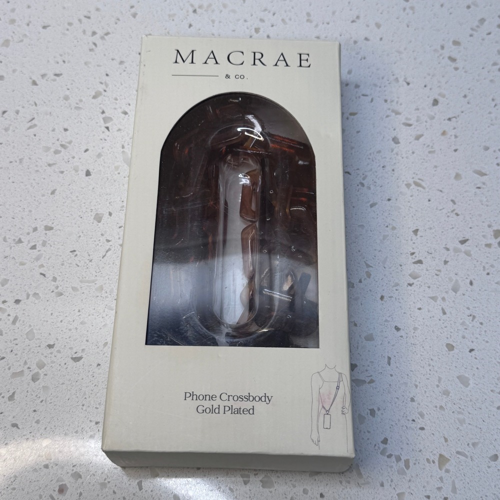 Macrae & Co Phone Crossbody Gold Plated Tortoise Shell Universal Chain Strap NIB